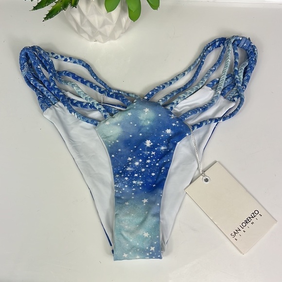 NWT San Lorenzo Bikini Bottom Braided V Knot Cosmos XS Swim Beach Cheeky - Picture 1 of 7